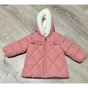 Rokka & Rolla Baby Girl Pink Puffer Jacket Hooded Sherpa Lined 6–9M